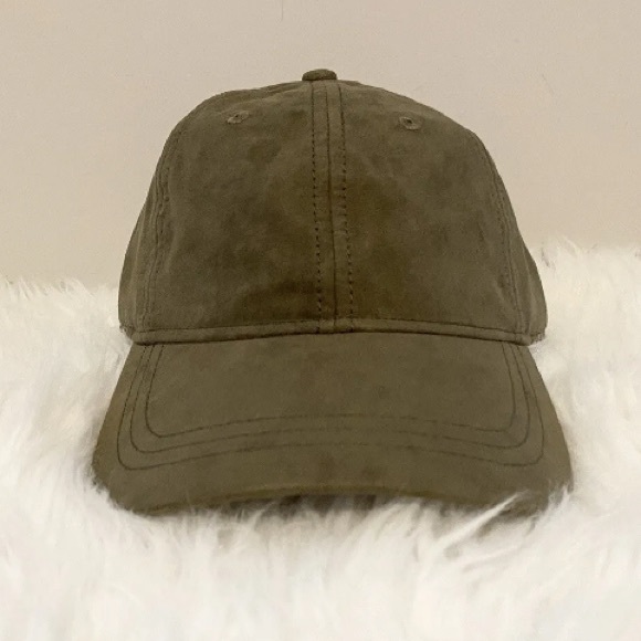 $59.50 JCrew Faux Suede Adjustable Warm Bayleaf Olive Green Baseball Cap Hat NEW - Picture 5 of 9